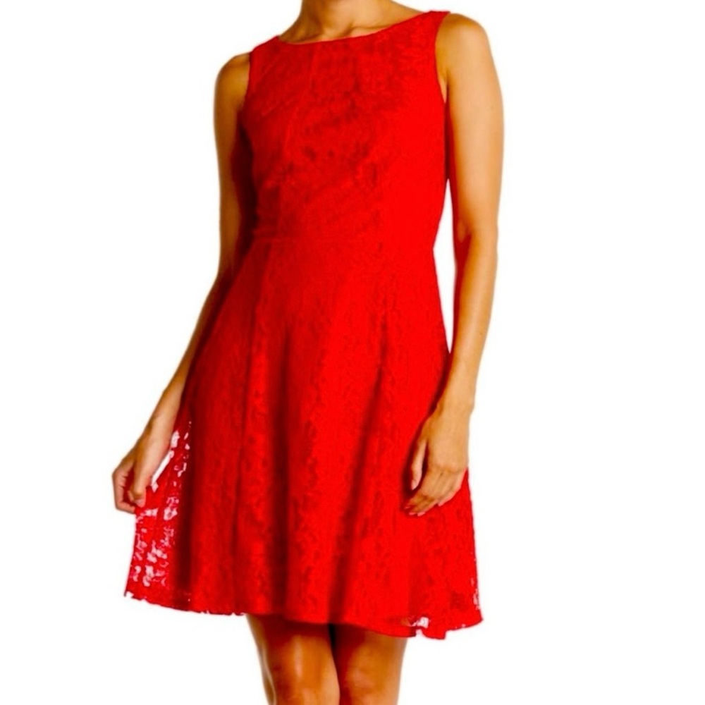 NWOT Red Lace Dress. Fully Lined. Fourteenth Place brand.